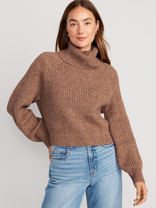 Image number 1 showing, Cropped Turtleneck Sweater