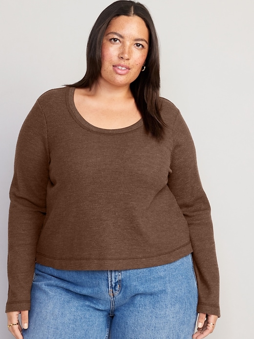 Image number 7 showing, Waffle-Knit Crop T-Shirt