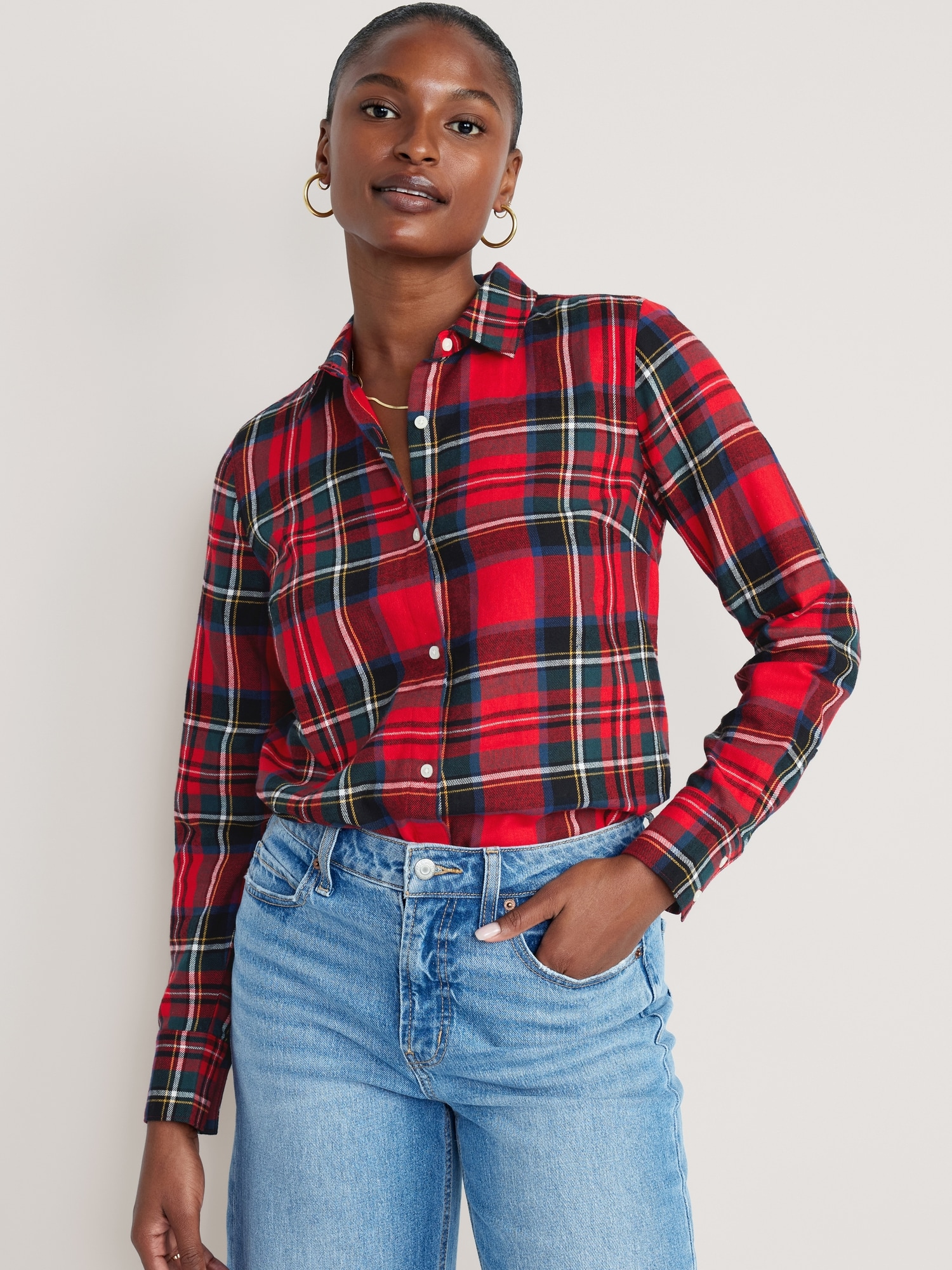 Hooded Soft-Brushed Flannel Shirt for Girls