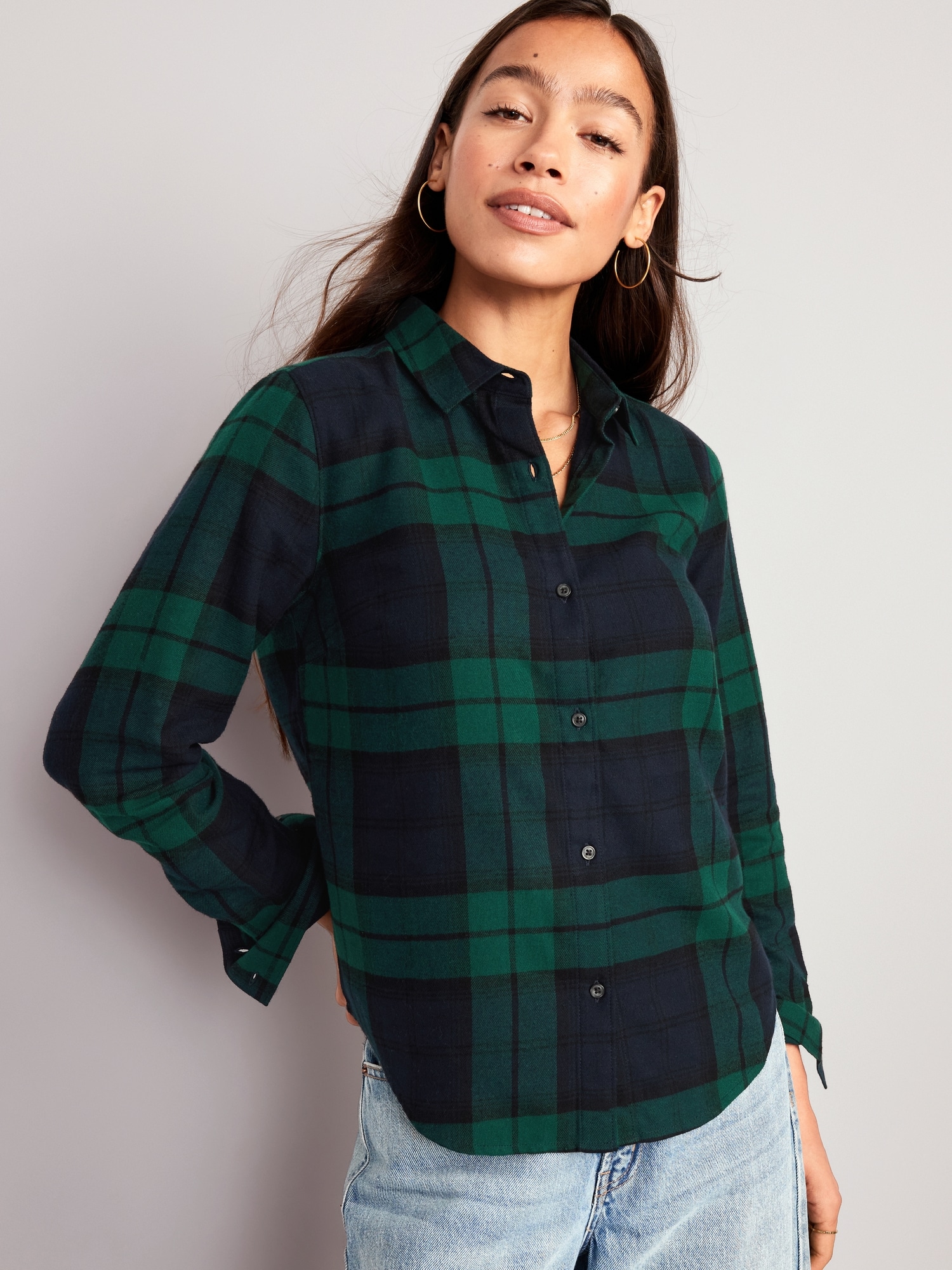 Fashion Woman Loose Fit Long Blouses XL-5XL Plaid Shirt Checkered