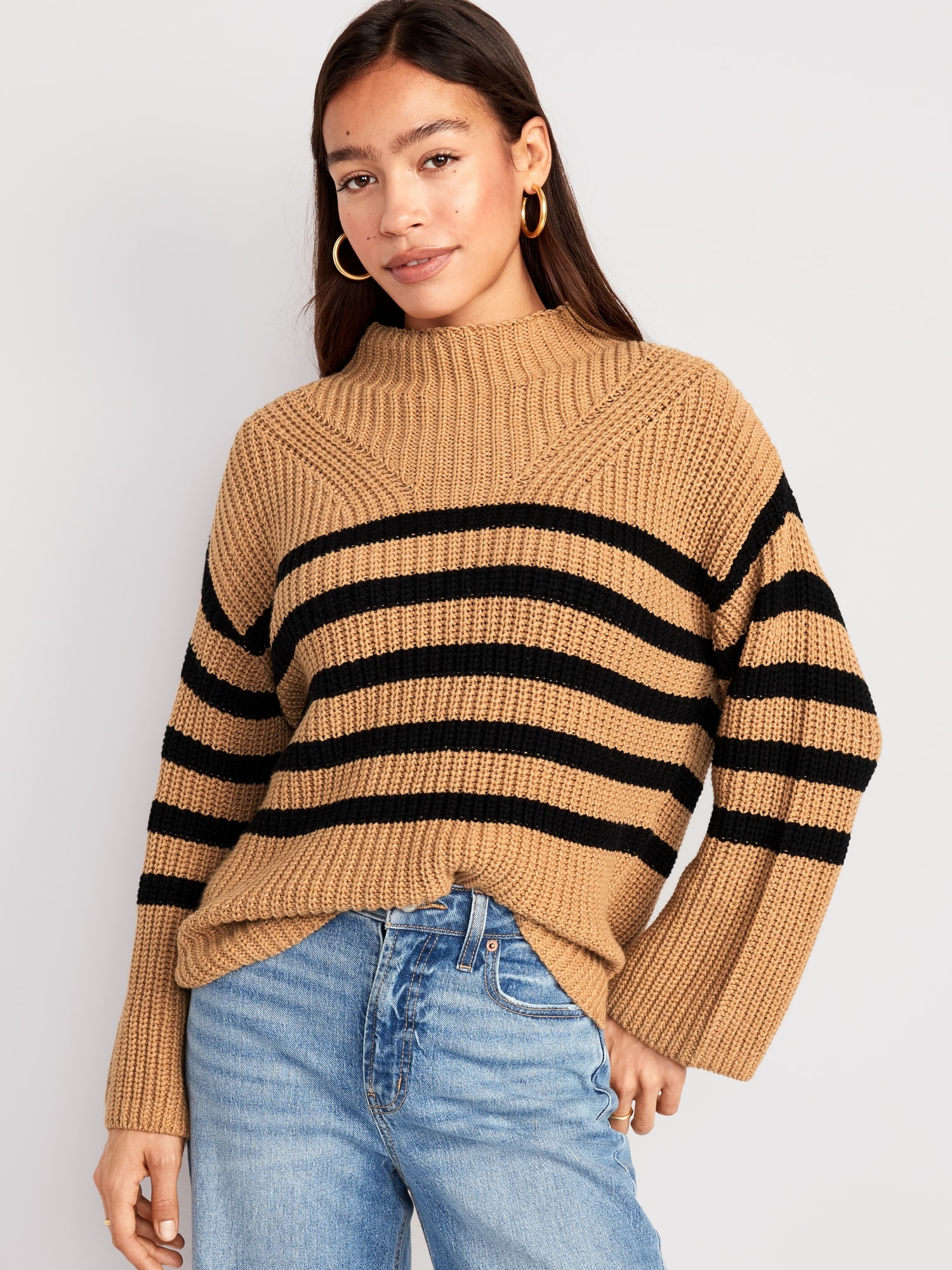 Mock-Neck Tunic Sweater