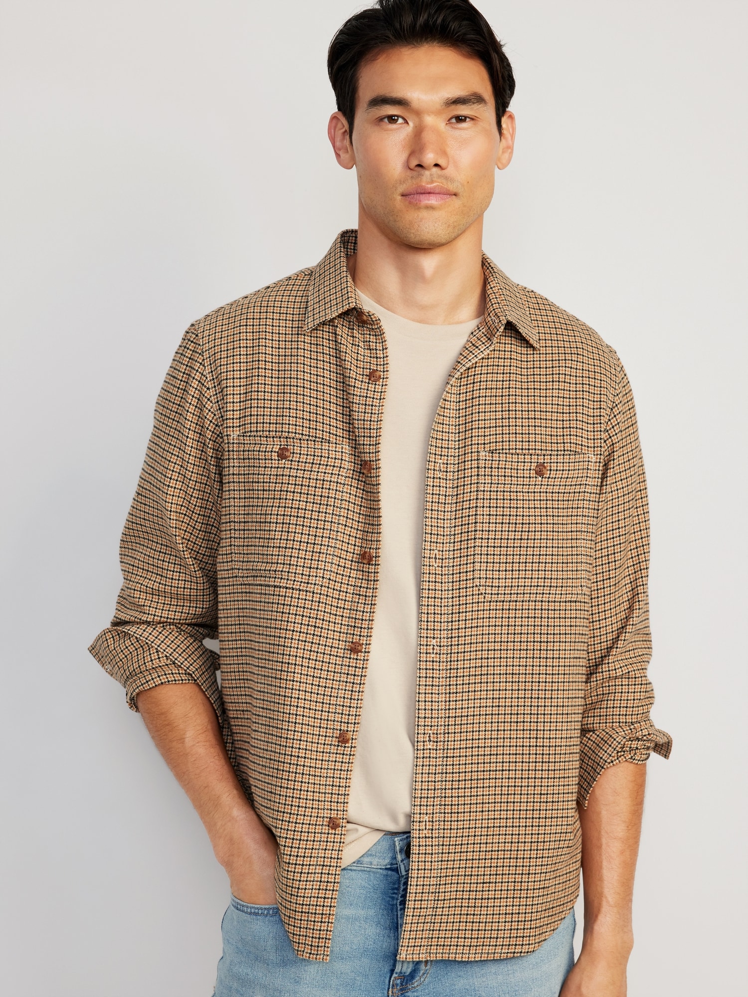 Men's Button Up Shirts: Plaid, Checkered & Flannel