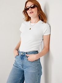 Fitted Rib-Knit Cropped T-Shirt for Women | Old Navy