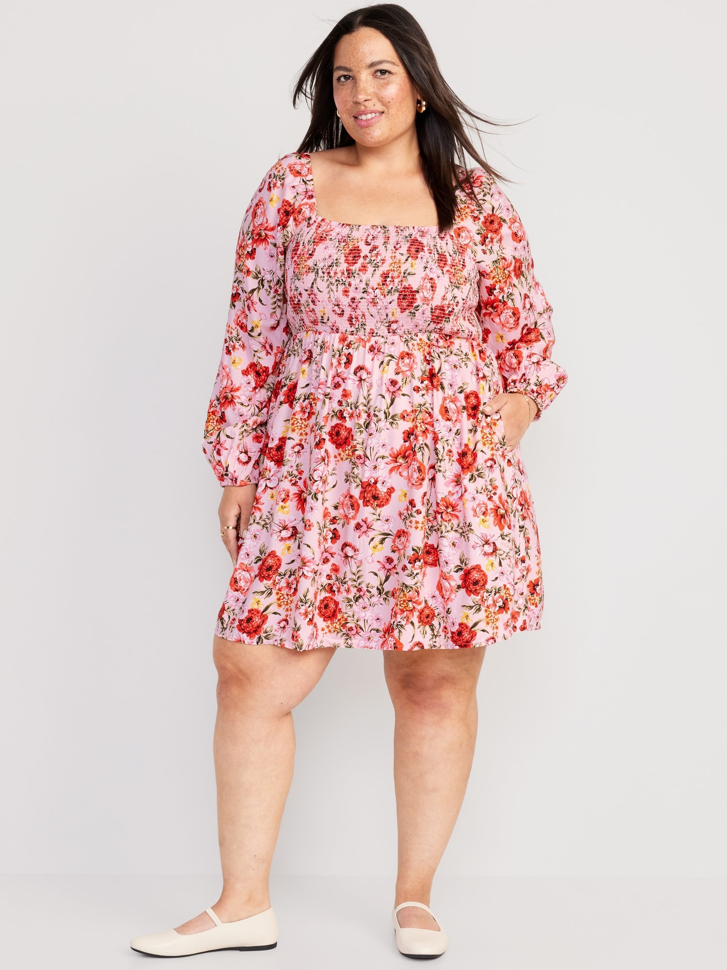 Fit & Flare Long-Sleeve Mini Dress | Old Navy