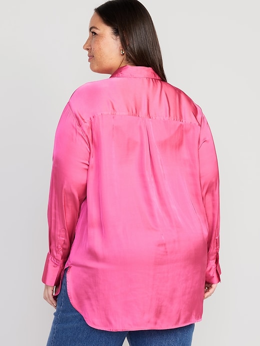 Image number 8 showing, Loose Satin Button-Down Shirt