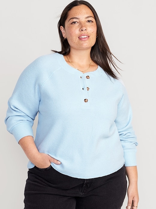 Image number 7 showing, Plush Waffle-Knit Henley Top