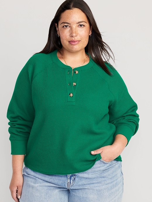 Plush Waffle-Knit Henley Top | Old Navy