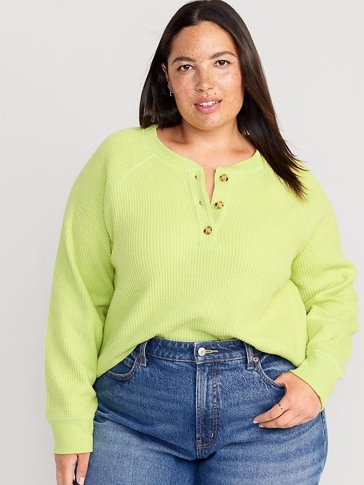Image number 7 showing, Plush Waffle-Knit Henley Top