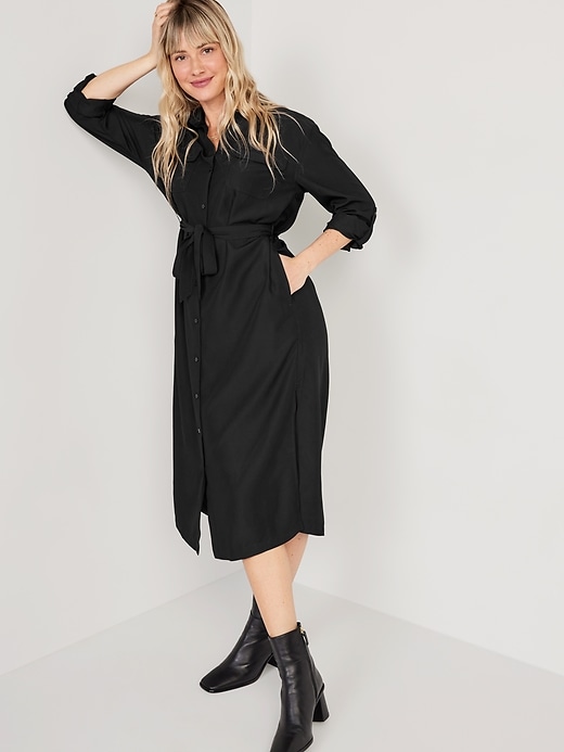 Image number 3 showing, Waist-Defined Utility Midi Dress