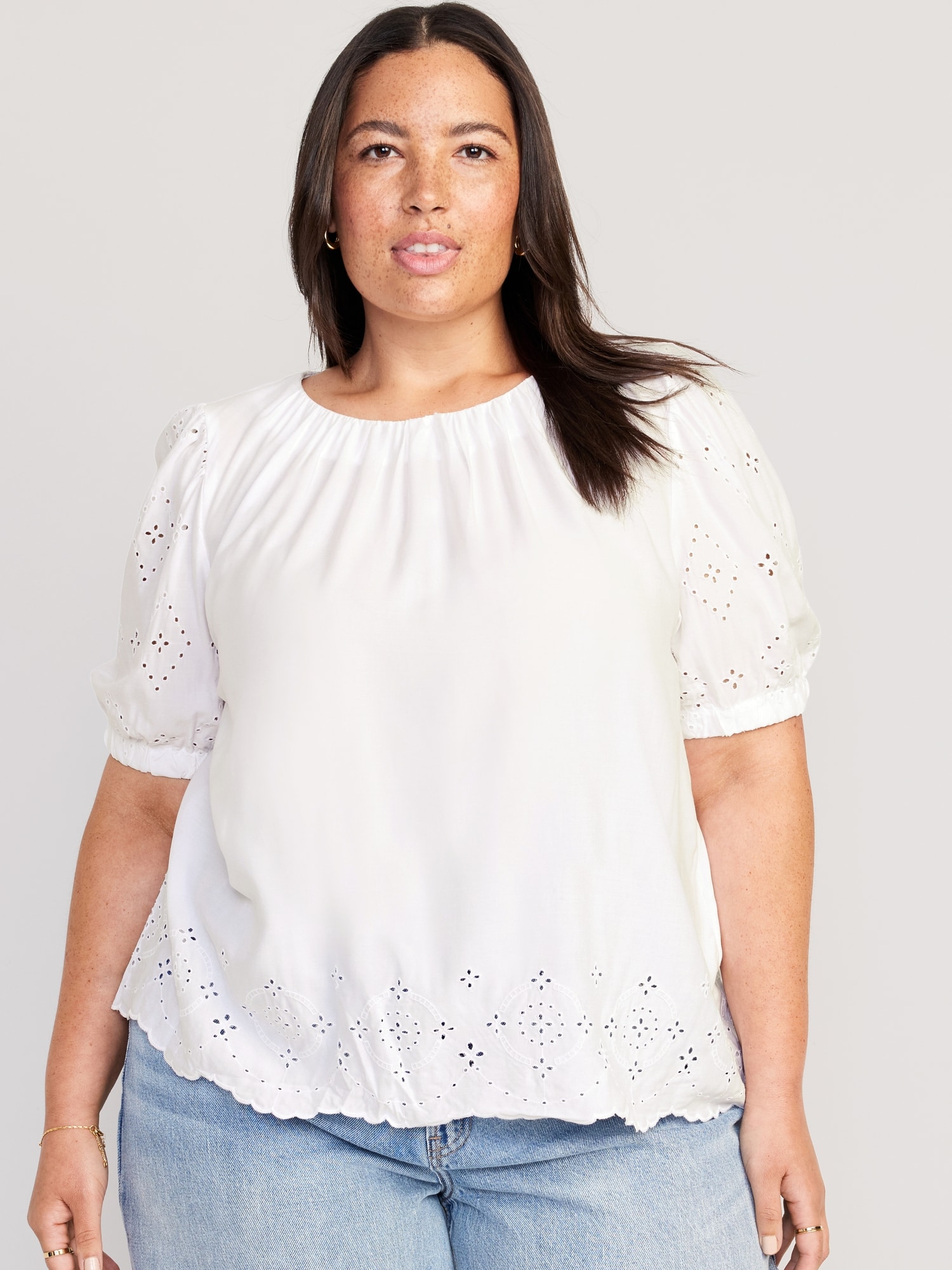 Puff-Sleeve Shirred Top | Old Navy