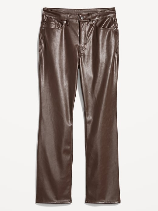 Image number 4 showing, High-Waisted Faux-Leather Boot-Cut Ankle Pants