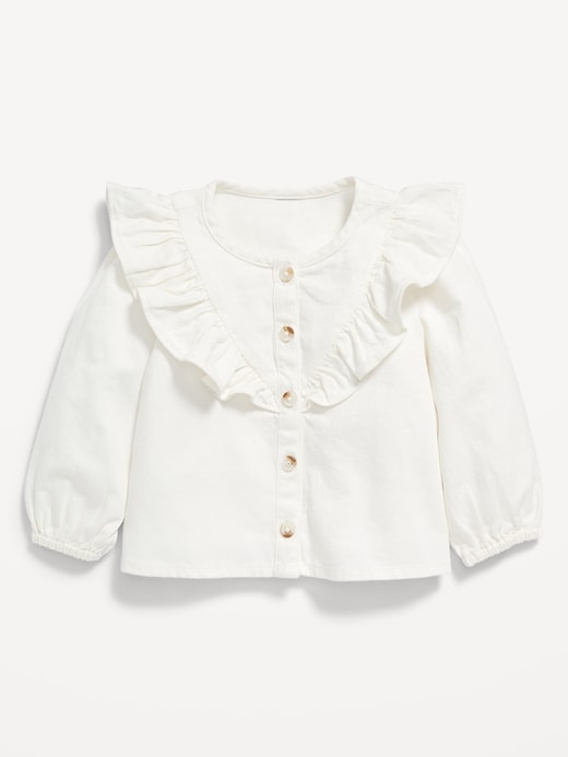 View large product image 1 of 2. Long-Sleeve Ruffled Button-Front Top for Baby