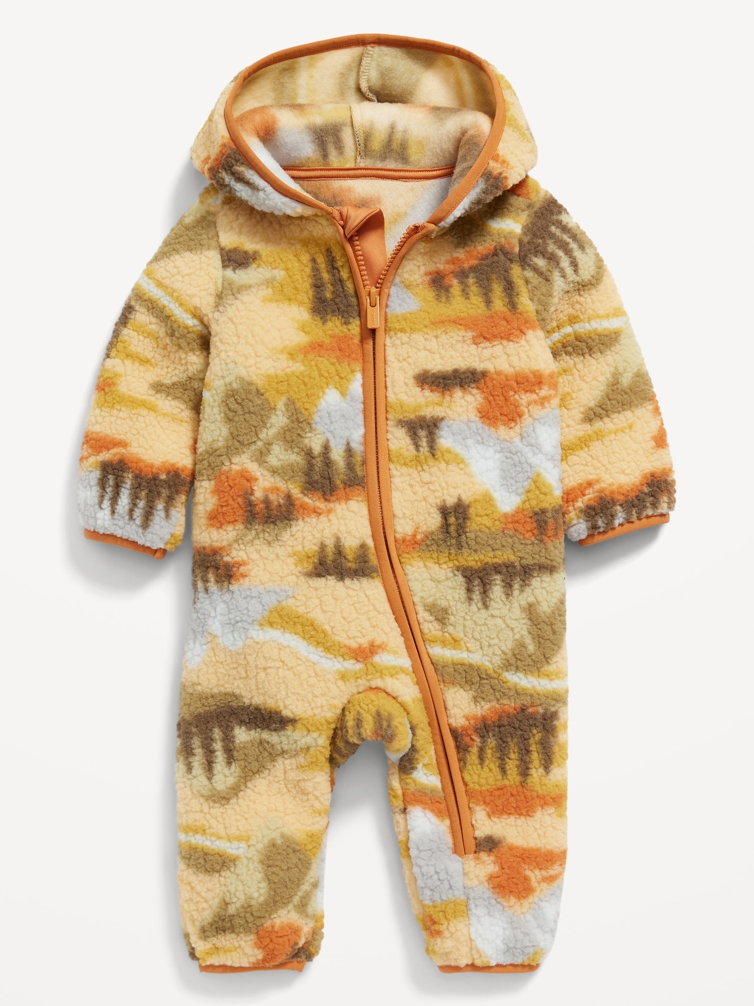 Unisex Printed Sherpa Hooded One-Piece for Baby