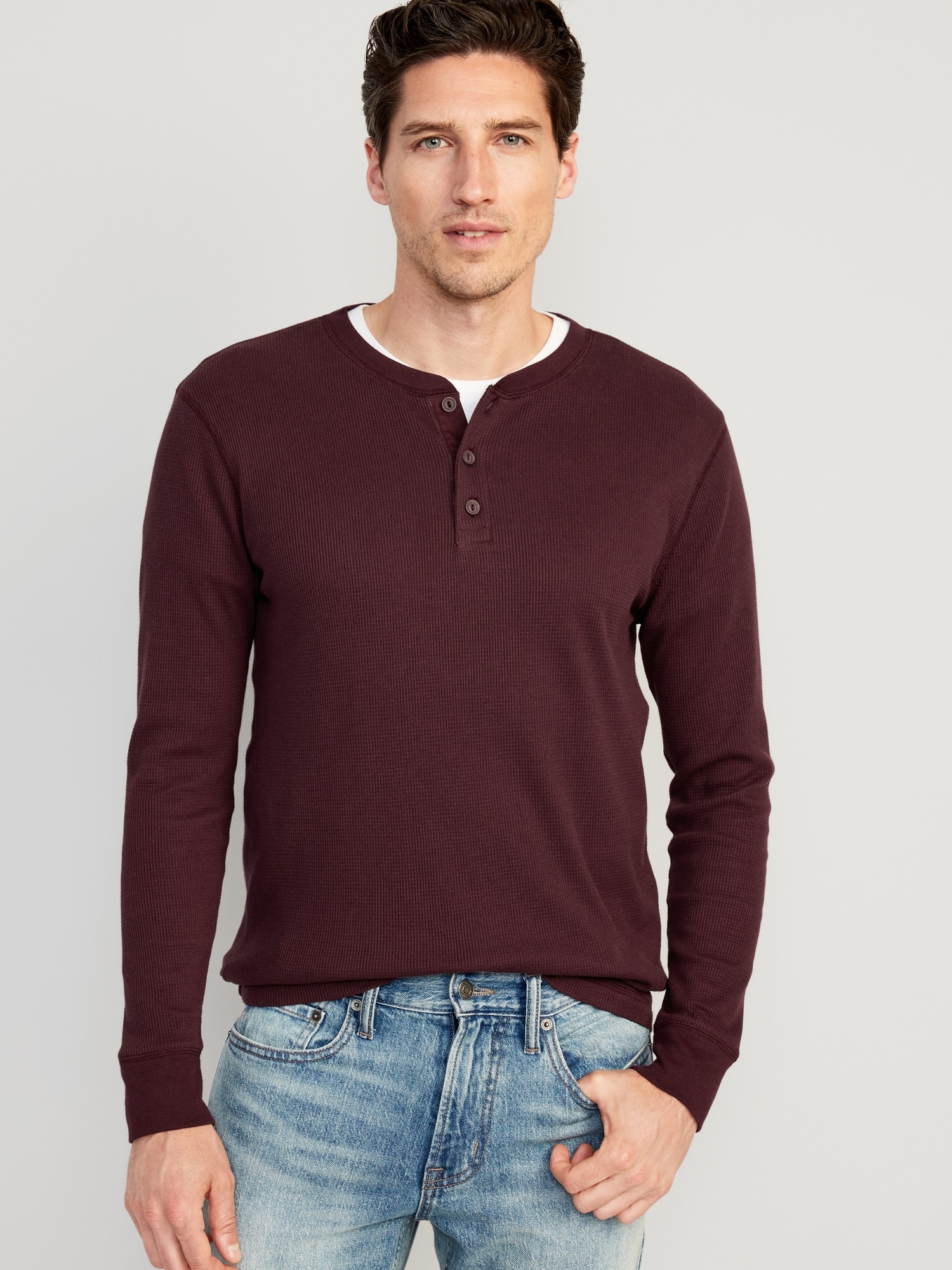 Old Navy Waffle-Knit Henley T-Shirt for Men