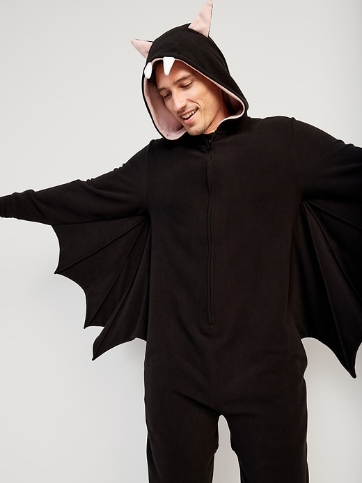 Image number 3 showing, Matching Gender-Neutral Bat One-Piece Pajamas for Adults
