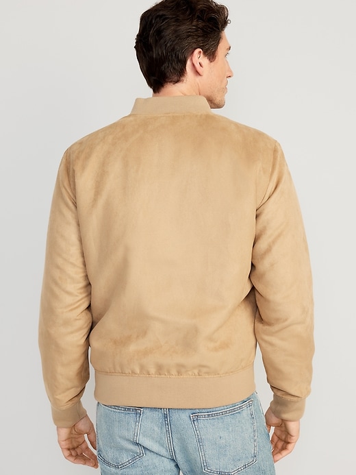 View large product image 2 of 3. Faux-Suede Bomber Jacket
