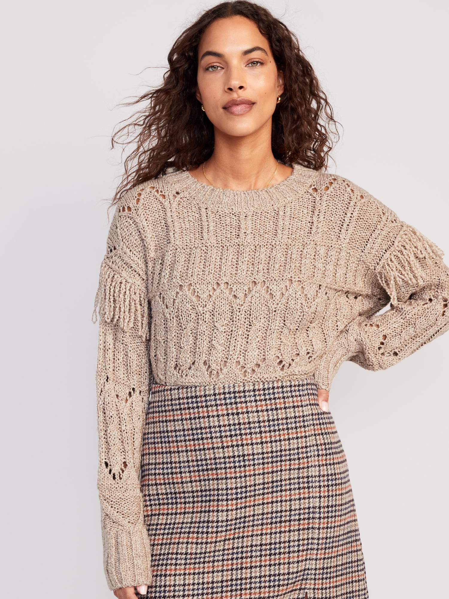 Textured Fringe Pullover Sweater for Women | Old Navy