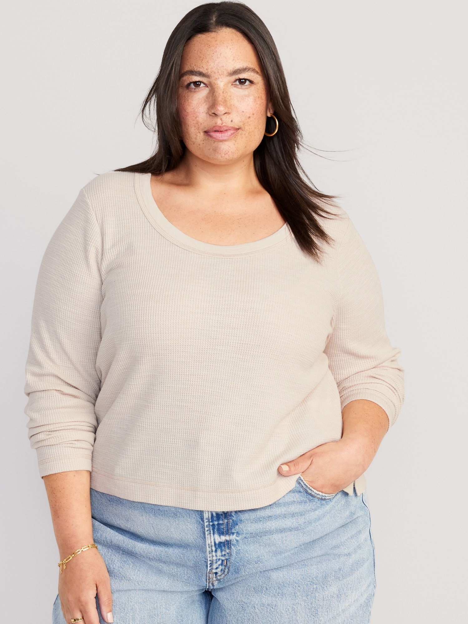 Cropped Waffle-Knit Scoop-Neck T-Shirt for Women | Old Navy