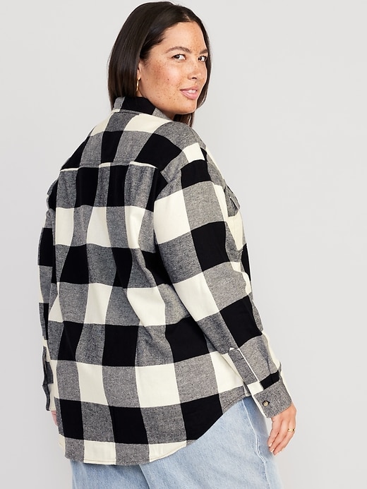 Image number 8 showing, Loose Flannel Boyfriend Shirt for Women