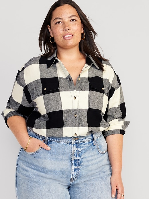 Loose Flannel Boyfriend Shirt | Old Navy