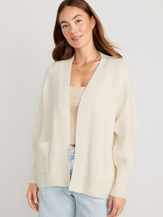 Image number 1 showing, SoSoft Waffle-Knit Cocoon Sweater