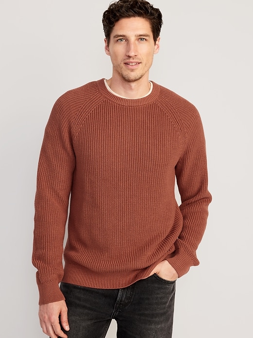 Image number 1 showing, Crew-Neck Shaker-Stitch Sweater