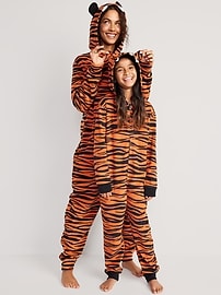 View large product image 4 of 4. Gender-Neutral Matching Tiger One-Piece Costume for Kids
