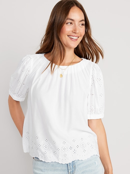 Puff-Sleeve Shirred Top for Women | Old Navy