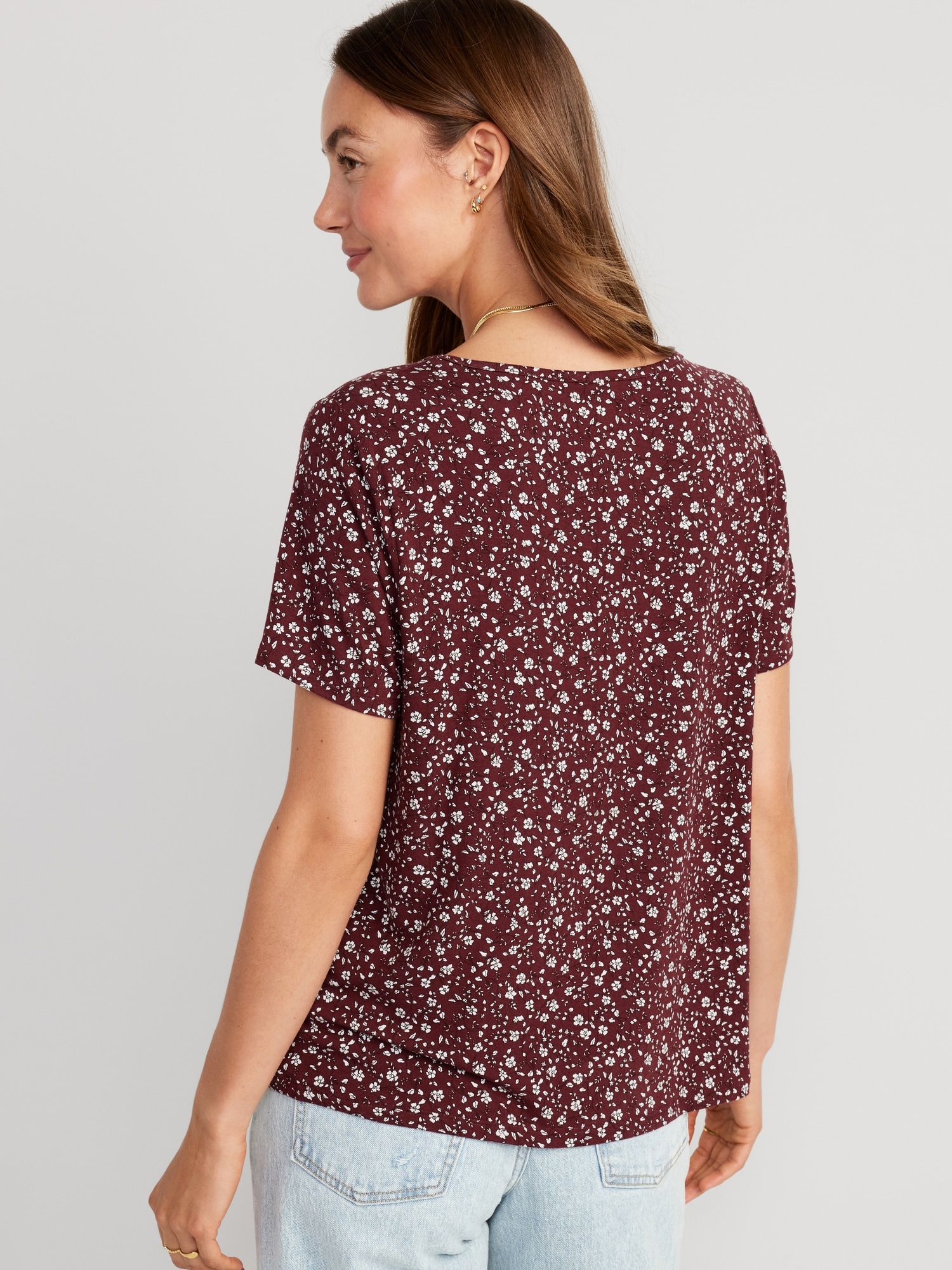 Luxe V-Neck Floral T-Shirt for Women