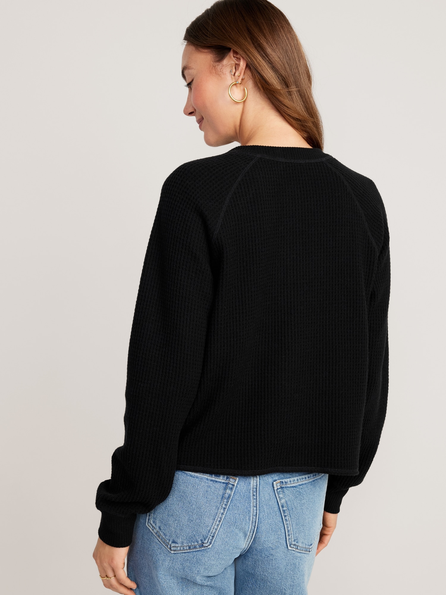 Plush Waffle-Knit Henley Top | Old Navy