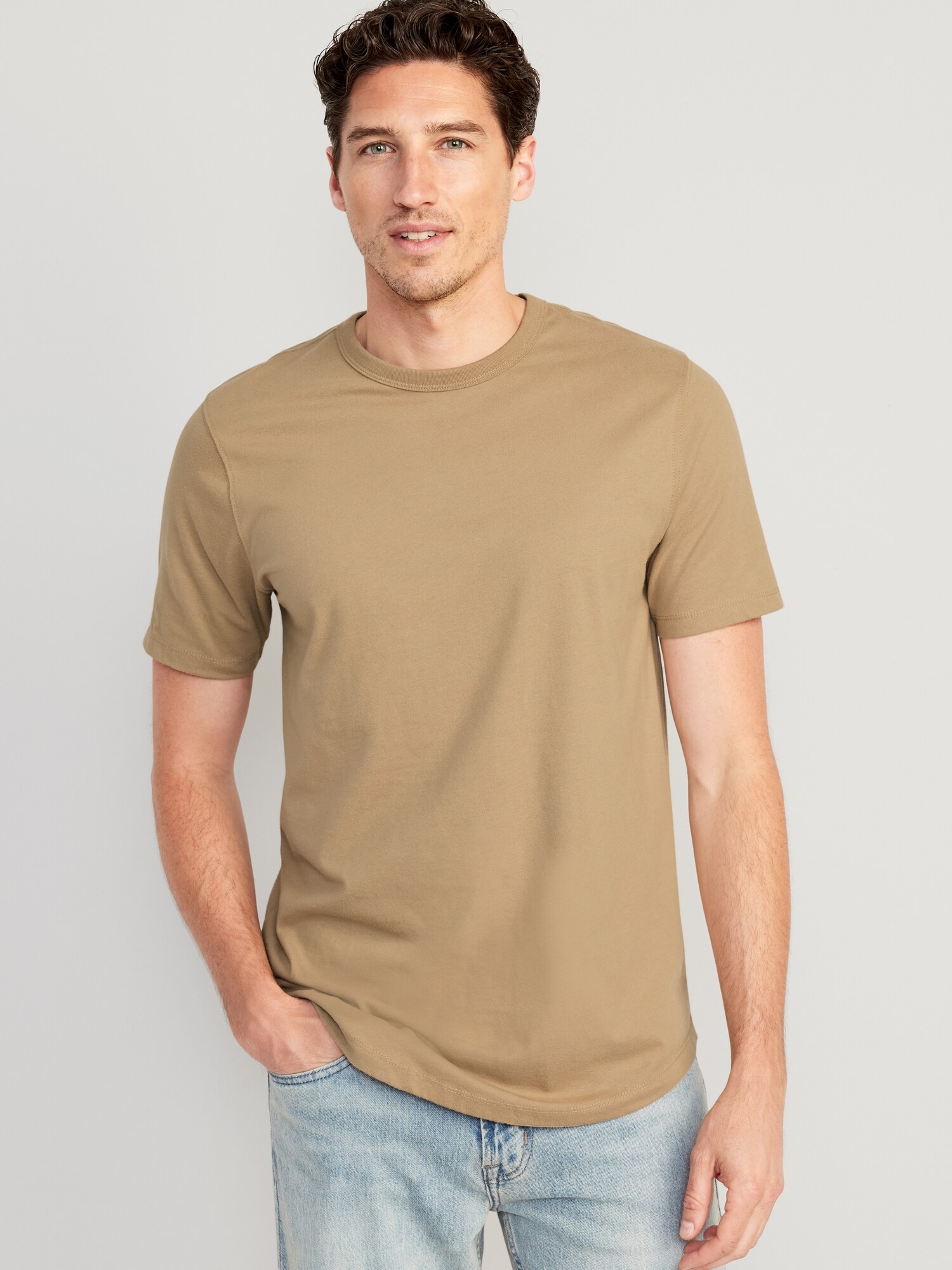 Soft-Washed Curved-Hem Long-Sleeve T-Shirt