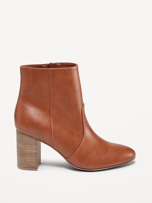 Image number 8 showing, Faux Leather Block Heel Ankle Boots