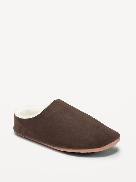 View large product image 1 of 1. Faux-Suede Sherpa-Lined Slippers