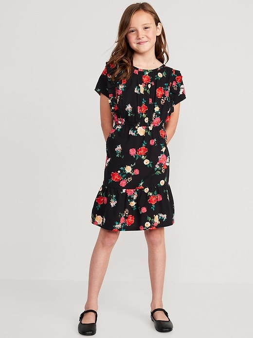 Matching Short-Sleeve Printed Ruffle-Trim Fit & Flare Dress for Girls ...