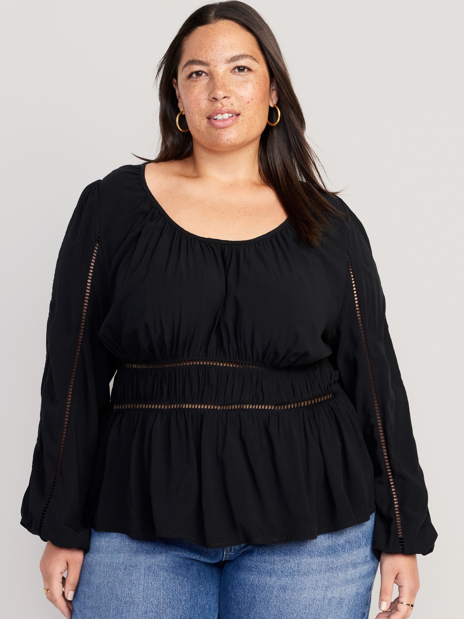 Long-Sleeve Lace-Trim Top for Women | Old Navy