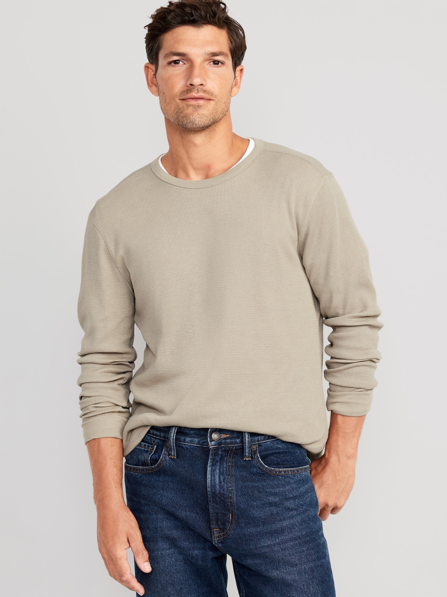 Long-Sleeve Built-In Flex Waffle-Knit T-Shirt | Old Navy