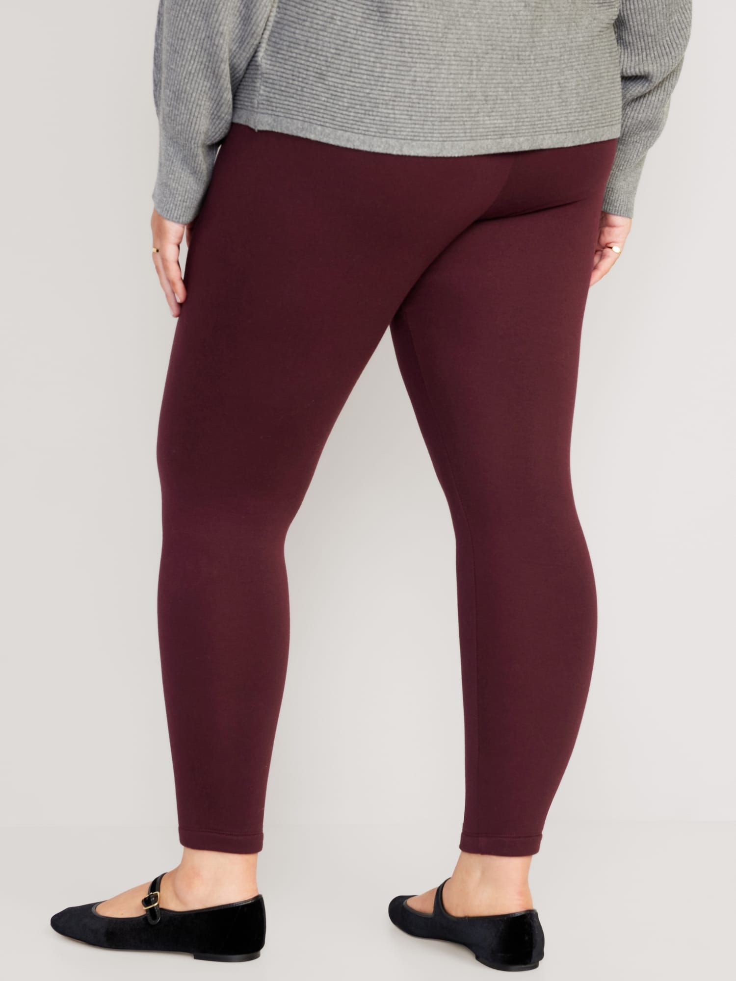 Plus Size Women's Ultra-Soft Fleece Lined Leggings in Solid Colors