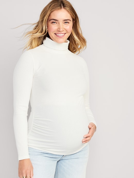 View large product image 1 of 2. Maternity Fitted Long Sleeve Turtleneck T-Shirt