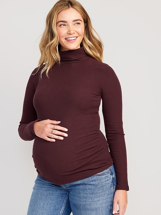 View large product image 1 of 2. Maternity Fitted Long Sleeve Turtleneck T-Shirt