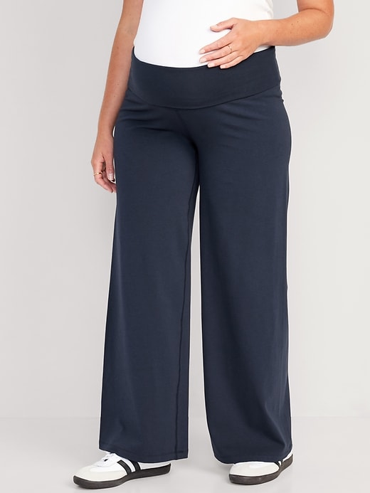 Image number 1 showing, Maternity Rollover-Waist PowerChill Wide-Leg Pants