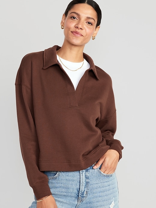 Image number 1 showing, Collared Fleece Pullover
