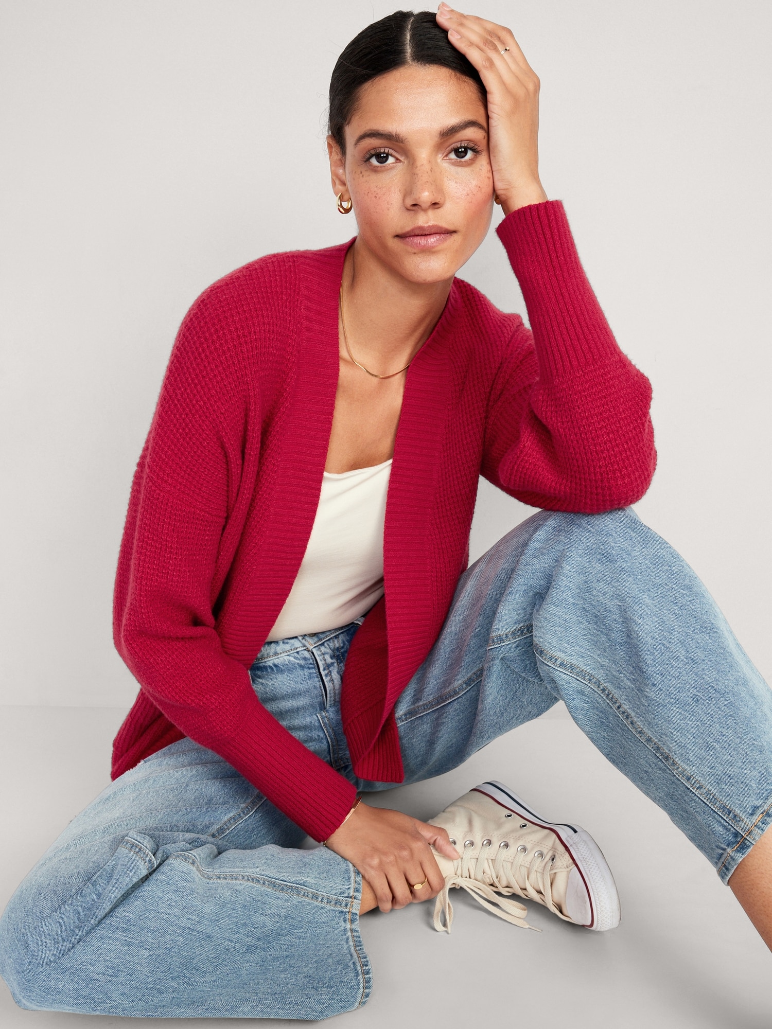 SoSoft Waffle-Knit Cocoon Sweater for Women | Old Navy