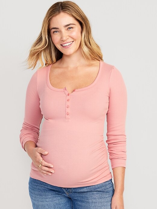 Women's Ribbed Henley Tee - Sweetheart Neck Crop Top With Buttons | Stretchy & Breathable