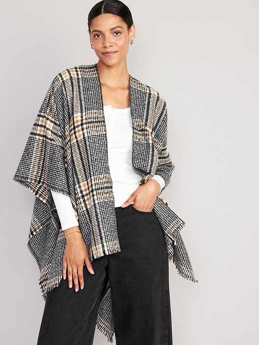 View large product image 1 of 2. Flannel Poncho for Women