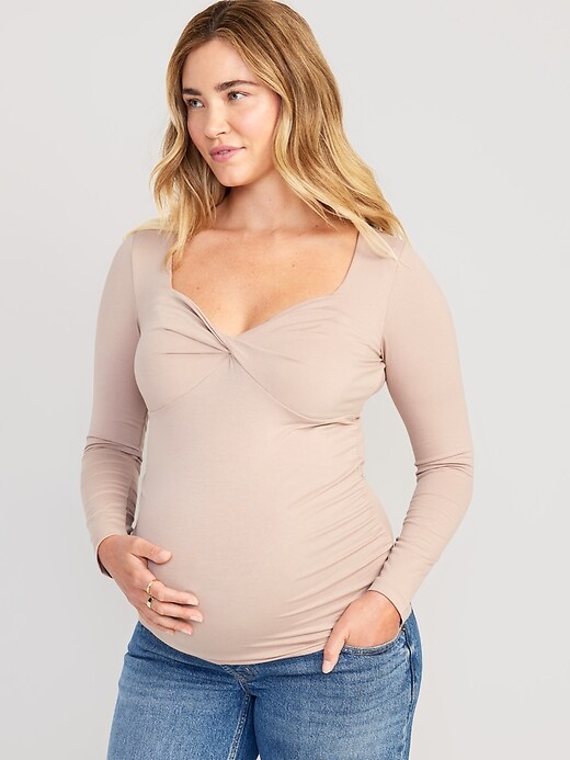 View large product image 1 of 2. Maternity Fitted Twist-Front T-Shirt