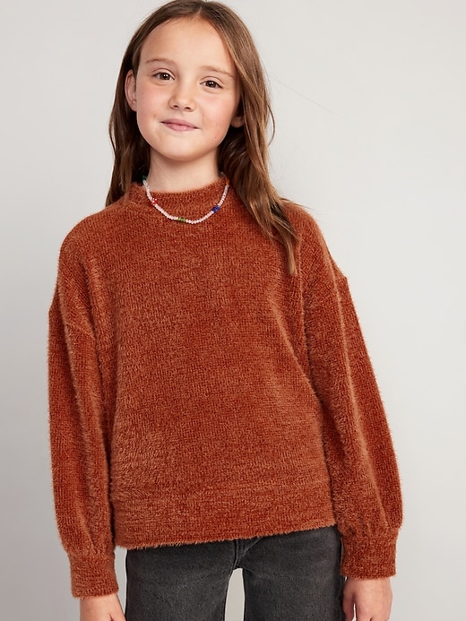 View large product image 1 of 3. Textured-Chenille Mock-Neck Sweatshirt for Girls