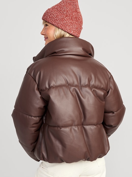 Image number 2 showing, Mock-Neck Faux-Leather Puffer Jacket