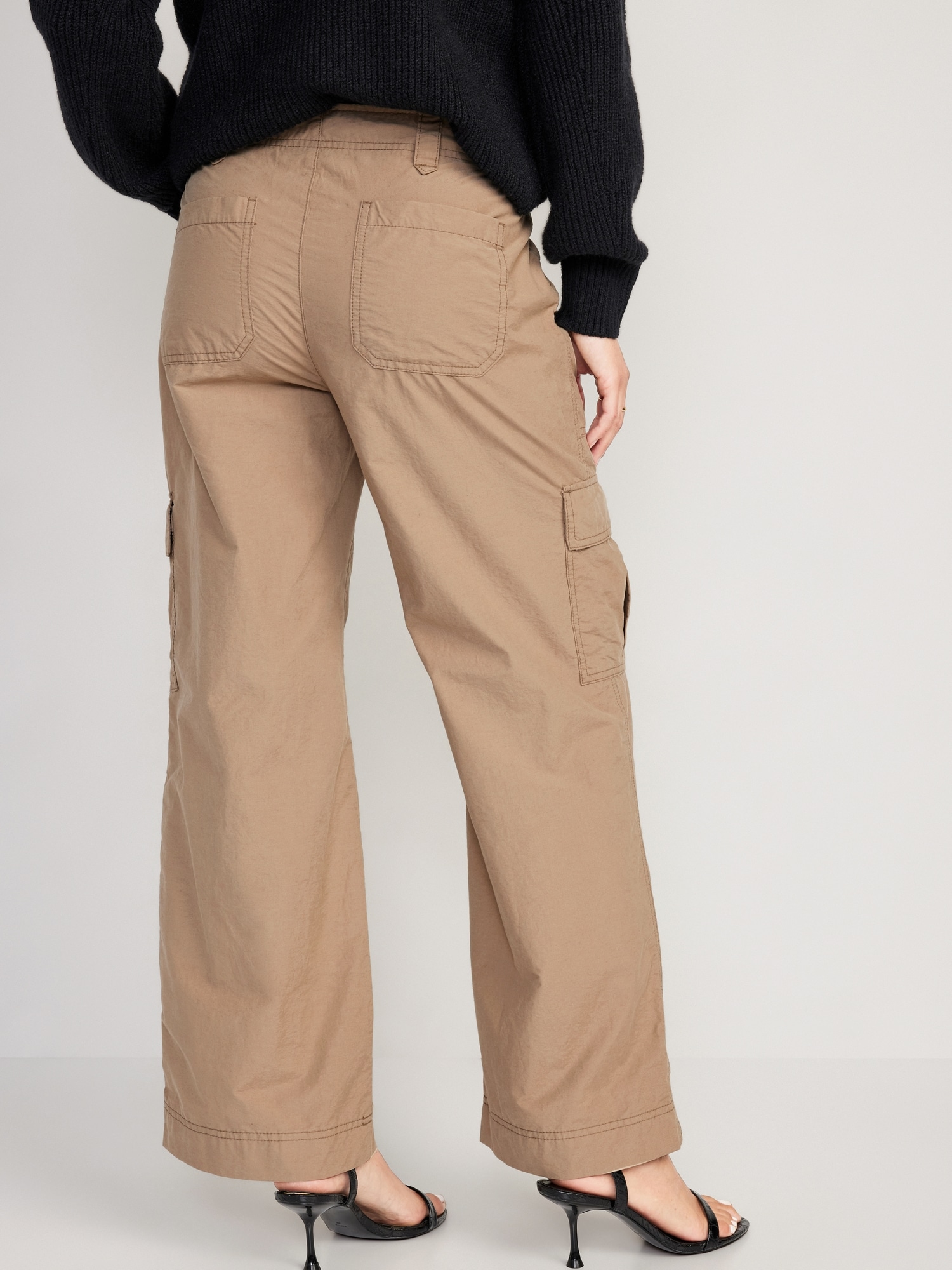 Womens Pants Casual Solid Cotton Trousers Elastic Band Loose Wide Leg Cargo  Pants 