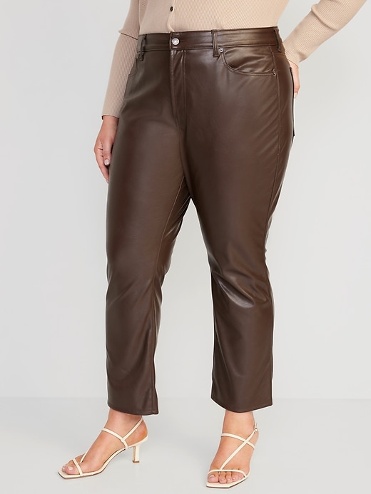 Image number 7 showing, High-Waisted Faux-Leather Boot-Cut Ankle Pants