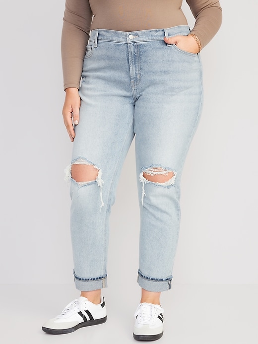 Image number 7 showing, Mid-Rise Boyfriend Straight Jeans